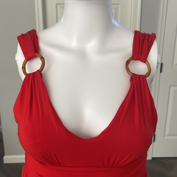 VS Vintage Red Bra Top Ruched Scoop-Neck Bust & Open Back Halter Mini Dress -XS - Picture 4 of 7